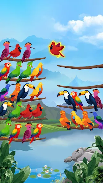 Bird Sort - Color Puzzle  [МОД Много монет] Screenshot 1
