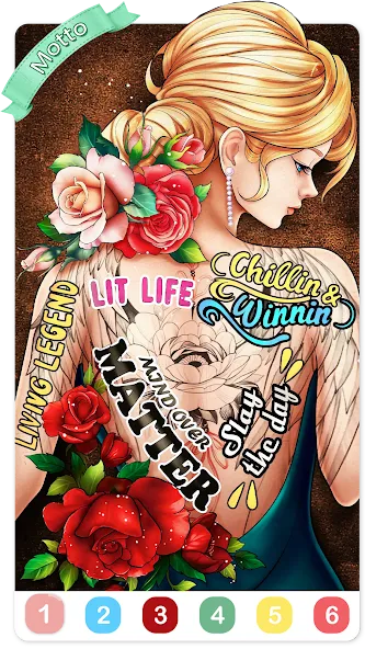 Tattoo Coloring games  [МОД Бесконечные монеты] Screenshot 5