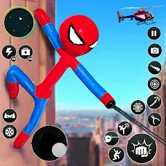 Скачать взлом Flying Stickman Rope Hero Game [МОД Все открыто] на Андроид