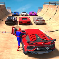 Скачать взлом Superhero Car: Mega Ramp Games (Рамп Кар Гейм) [МОД Меню] на Андроид