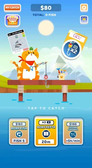Idle Furry Fishing!  [МОД Unlimited Money] Screenshot 1